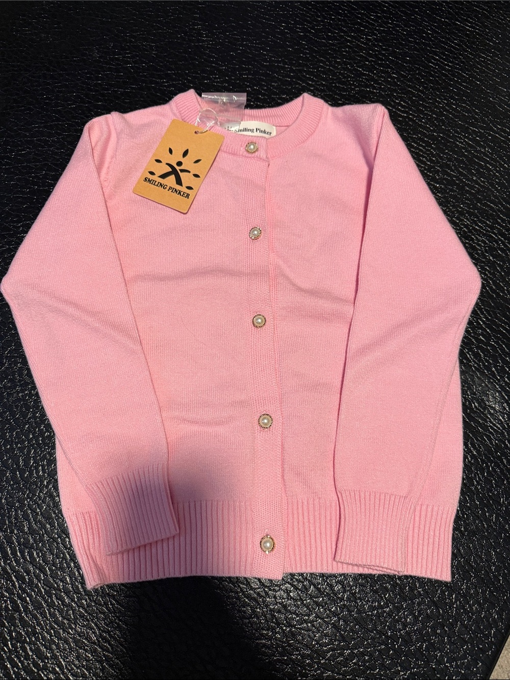 Girls' Pink Button-Front Cardigan